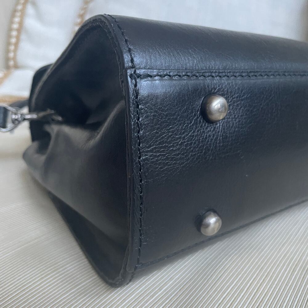 Patricia Nash Stintino Tooled Black Leather Saddle Satchel | Crossbody Turn-lock - Picture 8 of 9